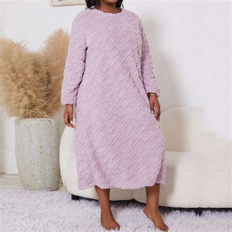 Xysaqa Plus Size Nightgowns for Womens Warm Thicken Winter Sleepwear ...