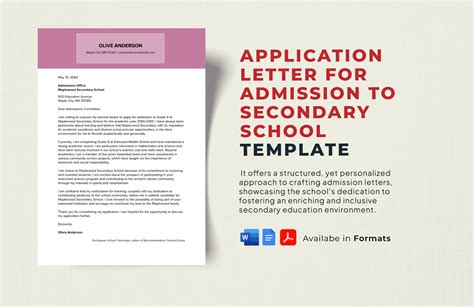 Application Letter for Admission to Secondary School Template in Word ...