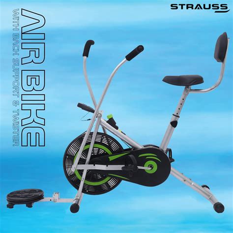 Strauss StayFit-(BST) Exercise Bike with Back Support & Twister, Green ...