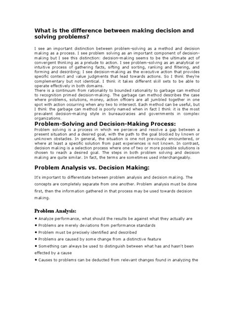Image result for Difference Between Decision-Making and Problem Solving