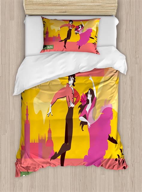 Travel Duvet Cover Set, Young Spanish Dancer Woman and Man with ...