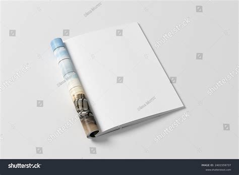 Magazine Right-hand Page Mockup On White Stock Illustration 2401559737 ...