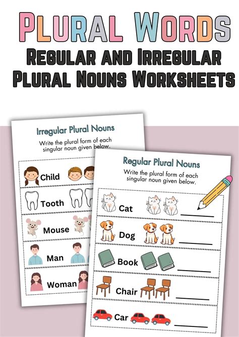 4 free irregular plural nouns worksheets - ESL Vault - Worksheets Library