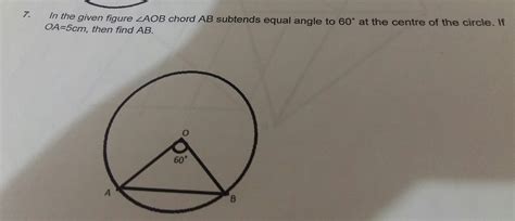 in the fig angle aob chord subtends equal angle to 60° at the centre of ...