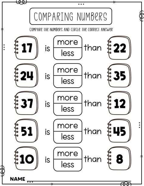 Image result for Comparing Numbers Worksheet Grade 1