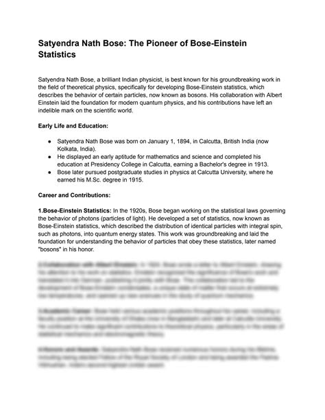 SOLUTION: Satyendra nath bose the pioneer of bose einstein statistics ...