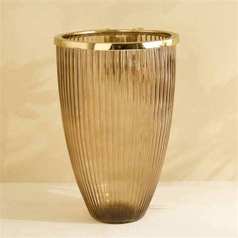 Buy Brill Brew Glass Ribbed Floral Vase from Home Centre at just INR 2499.0