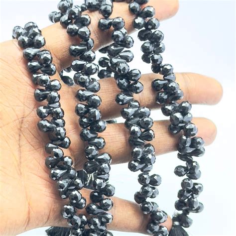 Buy AMAZING BLACK SPINEL Faceted Drop Shape Beads, 5X7 Mm Faceted Black ...