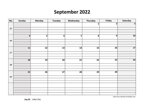Free Printable September 2022 Horizontal Calendar - academic calendar 2022