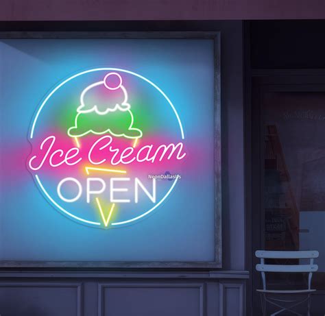 Ice Cream Open Neon Sign Ice Cream LED Light Ice Cream Shop Lights Ice ...
