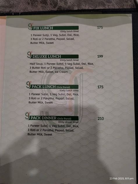 Menu at Green Rio Restaurant, Ahmedabad, Gate No. 5