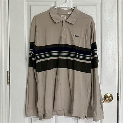 levi’s tan collared shirt size medium chest: 44” - Depop