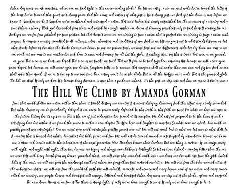 The Hill We Climb Poem by Amanda Gorman Art Print DIGITAL DOWNLOAD ...