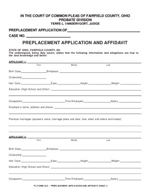 Fillable Online FC Form 20.0 Preplacement Application and Affidavit Fax ...