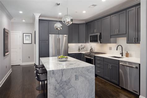 Dark Gray Cabinets With Light Wood Floors - Home Alqu