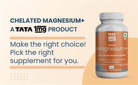 1MG Tata Chelated Magnesium Plus Tablets with Zinc & Vitamin B6-60 ...
