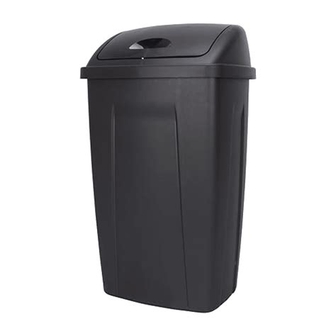 13 Gallon Trash Can, Plastic Swing Top Kitchen Garbage Trash Can (Black ...