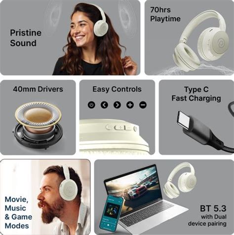 PTron Studio Evo w/ Dual-Device Pairing, 70Hrs Playtime, Pristine Audio ...