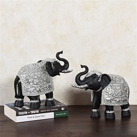 Buy Artarium Set Of 2 Trunk Up Elephant Family Statue Showpiece ...