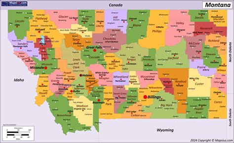 Montana Maps With Counties And Cities Map: 1884 Bird's Eye View Of