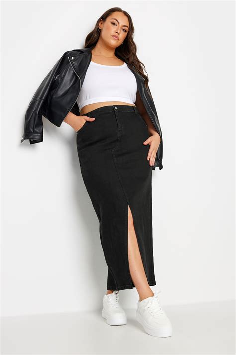 YOURS Plus Size Black Denim Maxi Skirt | Yours Clothing