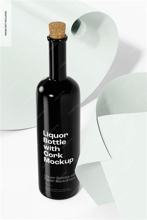 Premium PSD | Liquor bottle with cork mockup mockup, perspective