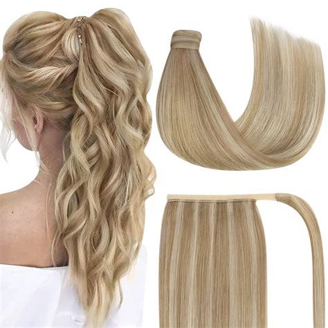Snapklik.com : Blonde Human Hair Ponytail Extension Long Ponytail Hair ...