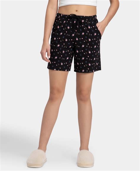 Buy Super Combed Cotton Relaxed Fit Printed Sleep Shorts with Side ...