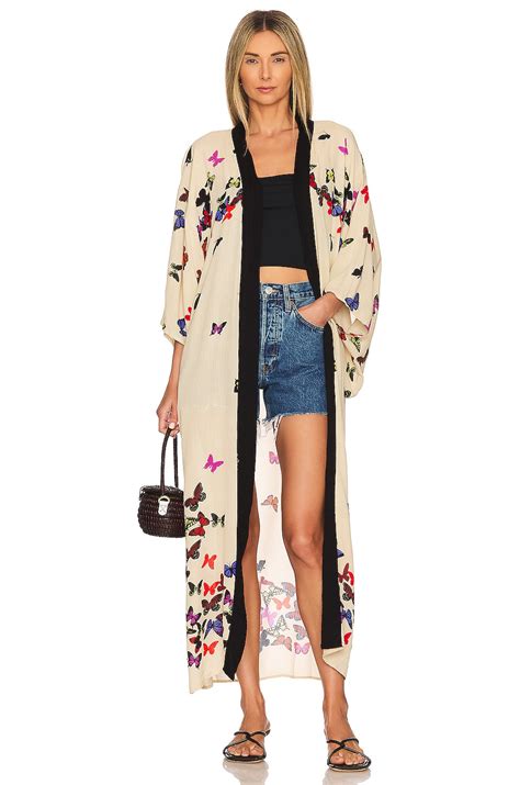 Free People Butterfly Kisses Kimono in Beige Combo | REVOLVE