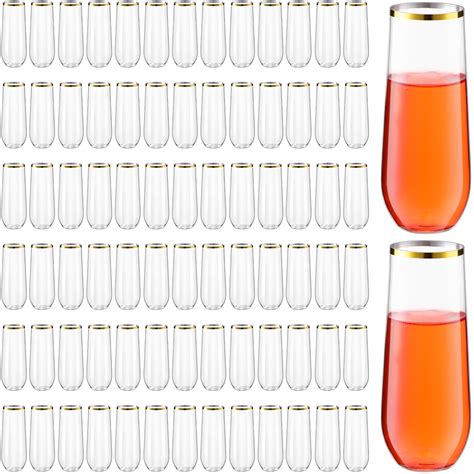 Stemless Plastic Champagne Flutes 9 oz Plastic Wine Glasses Plastic ...