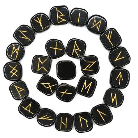Black Tourmaline Rune Stones Set - Premium Crystal Rune Symbols Stone