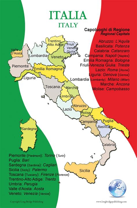 Poster in Italian - Map of Italy and Its Regions, for Classroom ...