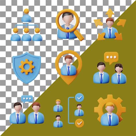 A set of business icons featuring people and teamwork on transparent ...