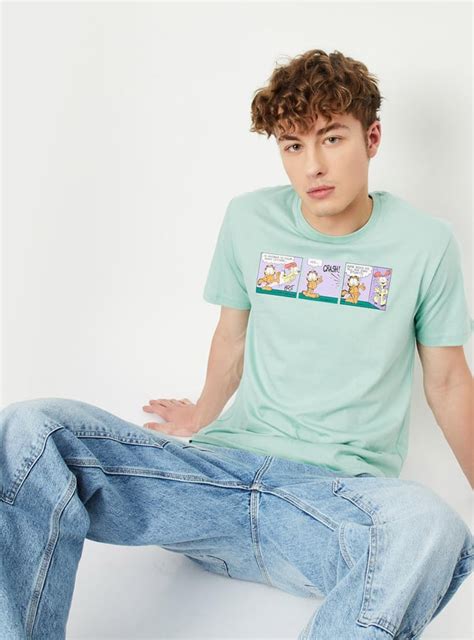 Buy Men Garfield Printed Slim Fit T-shirt Online at just Rs. 499.0 ...