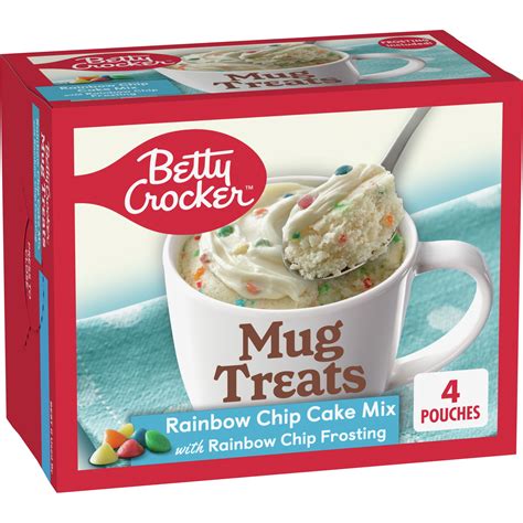 Betty Crocker Mug Treats Rainbow Chip Cake Mix with Frosting, 4 Count ...