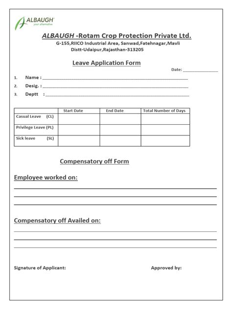 Image result for Compensatory Leave Form