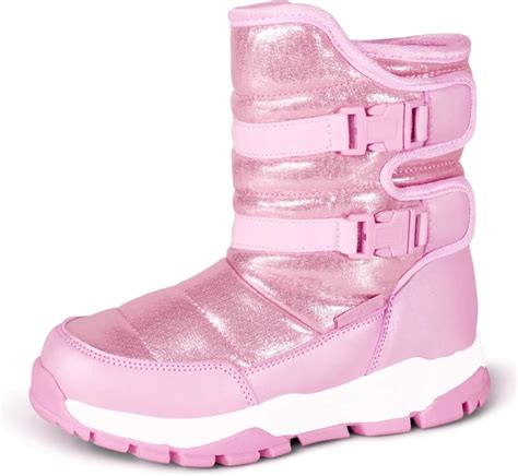 Buy Girls Snow Boots Big Kids Winter Shoes with Ice Cleats Waterproof ...