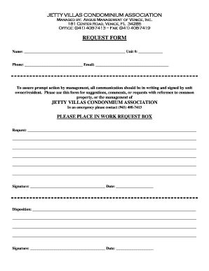 Fillable Online JETTY VILLAS CONDOMINIUM ASSOCIATION Managed by Argus ...