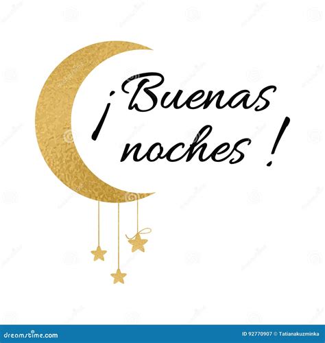 Symbol with Text Good Night in Spanish Language. Wishing Banner with ...