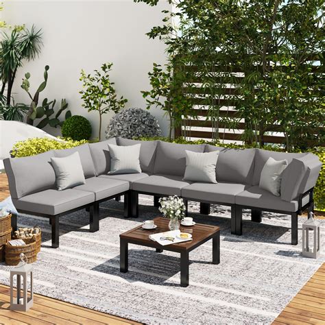 Amazon.com: Merax Modern Patio Sectional Sofa Outdoor Woven Rope ...