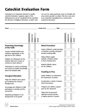 Fillable Online Catechist Evaluation Form - Faith First Fax Email Print ...