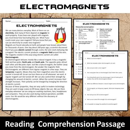 Electromagnets Reading Comprehension Passage and Questions ...