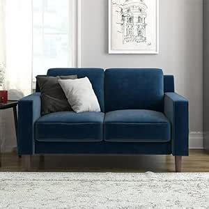 AUTHENTIC MART Cynefin Two Seater Sofa in Blue Velvet (53" W x 31.5" D ...