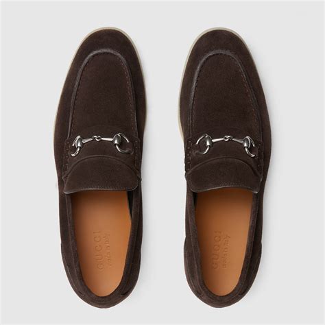 Men's loafer with Horsebit in dark brown suede | GUCCI® Canada