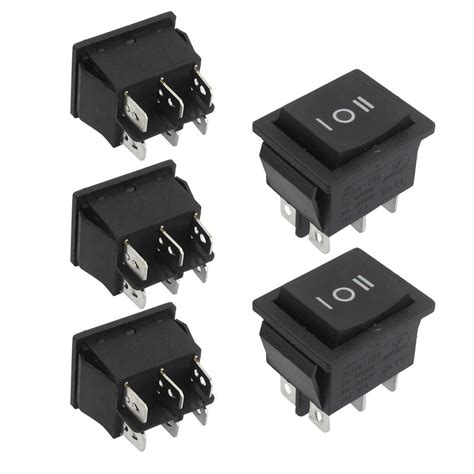 Rocker Switch - TOOGOO(R) 5 Pcs 6 Pin DPDT Black Button On/Off/On ...