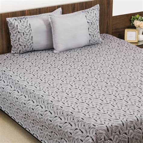 Designer King Size Bed Cover Grey Online - Premium Bed Cover | Nestasia