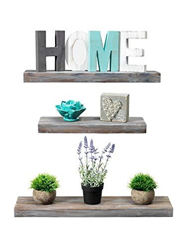 Rustic Farmhouse 3 Tier Floating Wood Shelf - Floating Wall Shelves ...