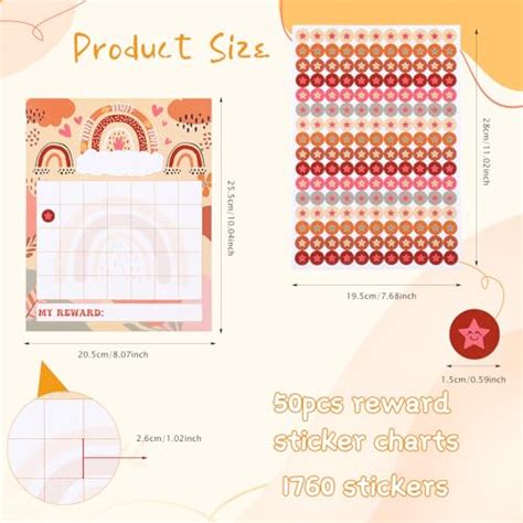 Buy Jspupifip 50 Pack Reward Sticker Chart for Kids, 1760 Star Sticker ...