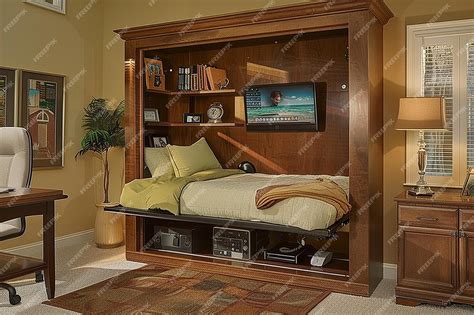 Home office with a built in murphy bed for guests | Premium AI ...