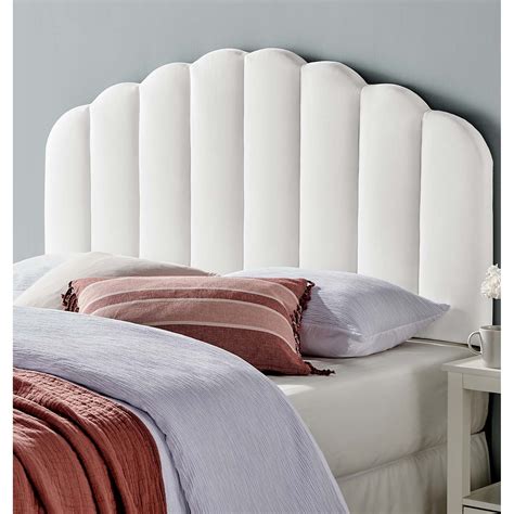 Burney Scalloped White Velvet Upholstered King/California King Size ...